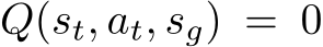 Q(st, at, sg) = 0