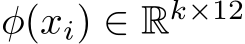  φ(xi) ∈ Rk×12