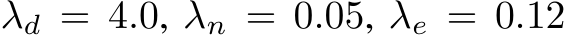 λd = 4.0, λn = 0.05, λe = 0.12