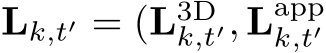  Lk,t′ = (L3Dk,t′, Lappk,t′