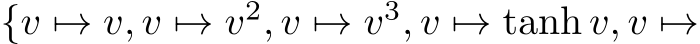  {v �→ v, v �→ v2, v �→ v3, v �→ tanh v, v �→