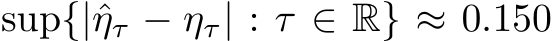  sup{|ˆητ − ητ| : τ ∈ R} ≈ 0.150
