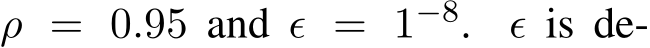  ρ = 0.95 and ϵ = 1−8. ϵ is de-