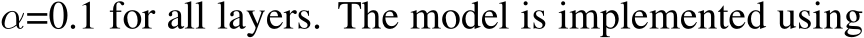  α=0.1 for all layers. The model is implemented using