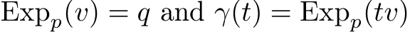  Expp(v) = q and γ(t) = Expp(tv)