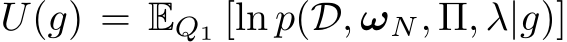  U(g) = EQ1 [ln p(D, ωN, Π, λ|g)]