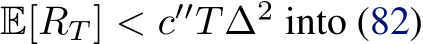  E[RT ] < c′′T∆2 into (82)