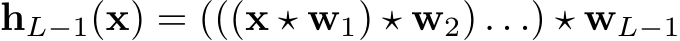  hL−1(x) = (((x ⋆ w1) ⋆ w2) . . .) ⋆ wL−1