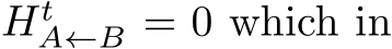  HtA←B = 0 which in