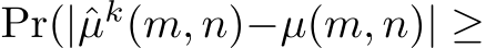  Pr(|ˆµk(m, n)−µ(m, n)| ≥