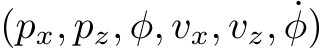  (px, pz, φ, vx, vz, ˙φ)