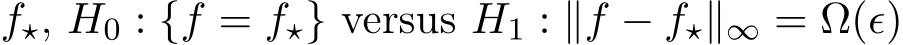  f⋆, H0 : {f = f⋆} versus H1 : ∥f − f⋆∥∞ = Ω(ϵ)