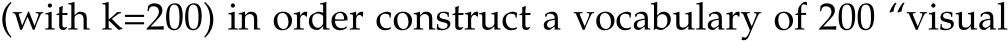 (with k=200) in order construct a vocabulary of 200 “visual