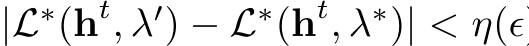  |L∗(ht, λ′) − L∗(ht, λ∗)| < η(ϵ