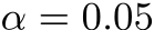  α = 0.05