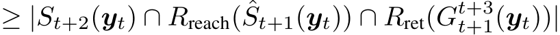 ≥ |St+2(yt) ∩ Rreach( ˆSt+1(yt)) ∩ Rret(Gt+3t+1(yt))|