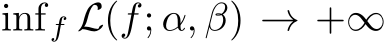 inff L(f; α, β) → +∞