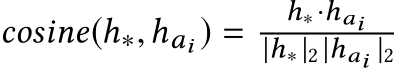  cosine(h∗,hai ) = h∗·hai|h∗ |2 |hai |2