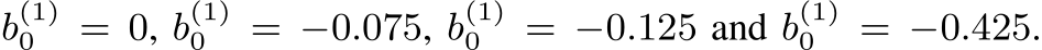  b(1)0 = 0, b(1)0 = −0.075, b(1)0 = −0.125 and b(1)0 = −0.425.