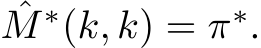 ˆM ∗(k, k) = π∗.