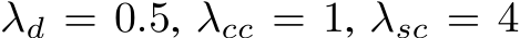  λd = 0.5, λcc = 1, λsc = 4