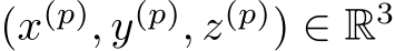  (x(p), y(p), z(p)) ∈ R3