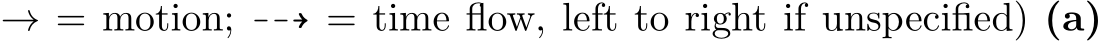  → = motion; ��� = time flow, left to right if unspecified) (a)