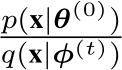 p(x|θ(0))q(x|φ(t))