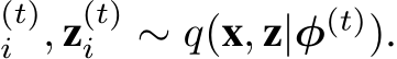 (t)i , z(t)i ∼ q(x, z|φ(t)).