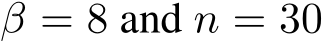 β = 8 and n = 30