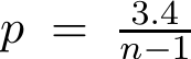  p = 3.4n−1