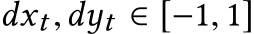 dxt,dyt ∈ [−1, 1]