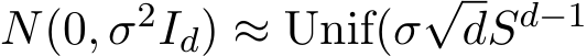  N(0, σ2Id) ≈ Unif(σ√dSd−1