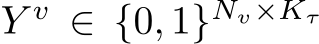 Y v ∈ {0, 1}Nv×Kτ