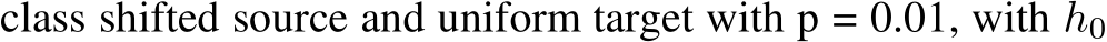 class shifted source and uniform target with p = 0.01, with h0