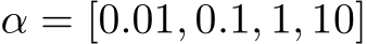  α = [0.01, 0.1, 1, 10]