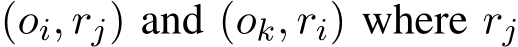  (oi, rj) and (ok, ri) where rj