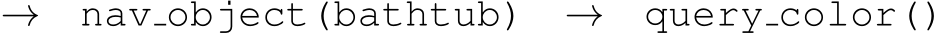 → nav object(bathtub) → query color()