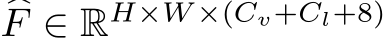 �F ∈ RH×W ×(Cv+Cl+8)