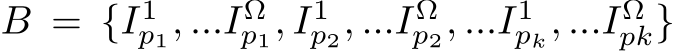 B = {I1p1, ...IΩp1, I1p2, ...IΩp2, ...I1pk, ...IΩpk}