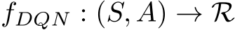  fDQN : (S, A) → R