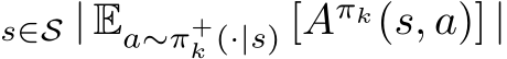 s∈S | Ea∼π+k (·|s) [Aπk(s, a)] |