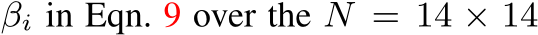  βi in Eqn. 9 over the N = 14 × 14