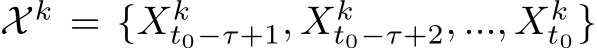  X k = {Xkt0−τ+1, Xkt0−τ+2, ..., Xkt0}
