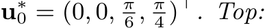  u∗0 = (0, 0, π6 , π4 )⊤. Top: