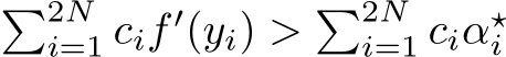 �2Ni=1 cif ′(yi) > �2Ni=1 ciα⋆i 