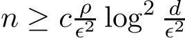  n ≥ c ρǫ2 log2 dǫ2