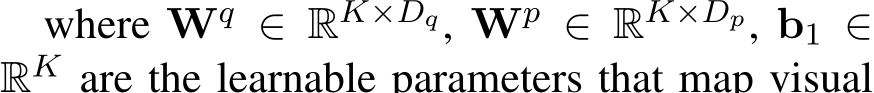  Wq ∈ RK×Dq, Wp ∈ RK×Dp, b1 ∈RK 