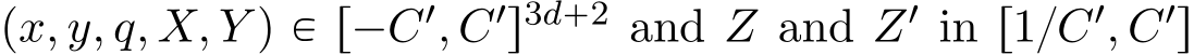  px, y, q, X, Y q P r´C1, C1s3d`2 and Z and Z1 in r1{C1, C1s