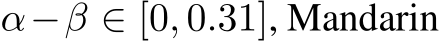  α−β ∈ [0, 0.31], Mandarin